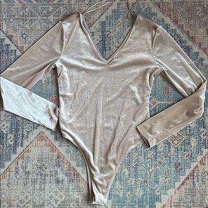 Velvet Vneck Bodysuit
